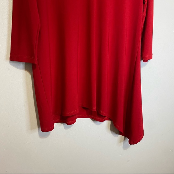 Clara Sun Woo S Tunic Cut Out Red Top Asymmetrical Shirt Blouse Stretch - Picture 4 of 7